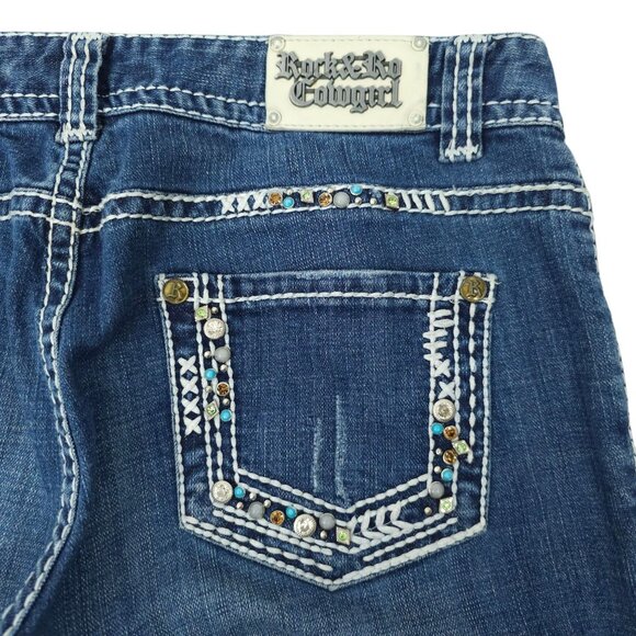 Rock & Roll Cowgirl Boot Cut Jeans READ Womens 31x32.5 Low Rise Distressed Denim - Picture 7 of 16